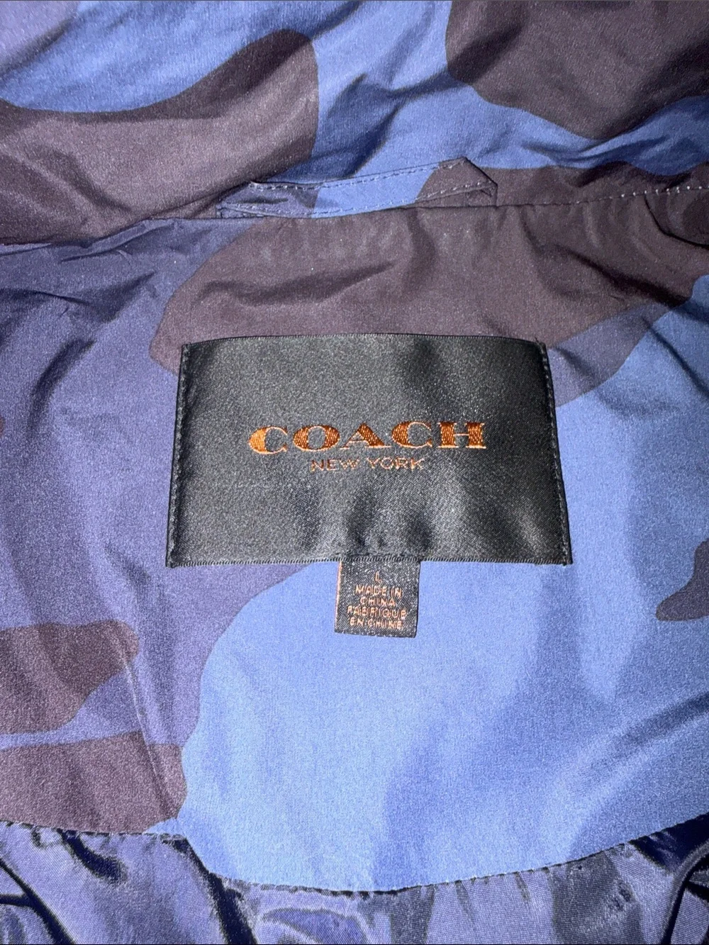 Coach Woman’s Hooded Blue Camo Windbreaker Jacket